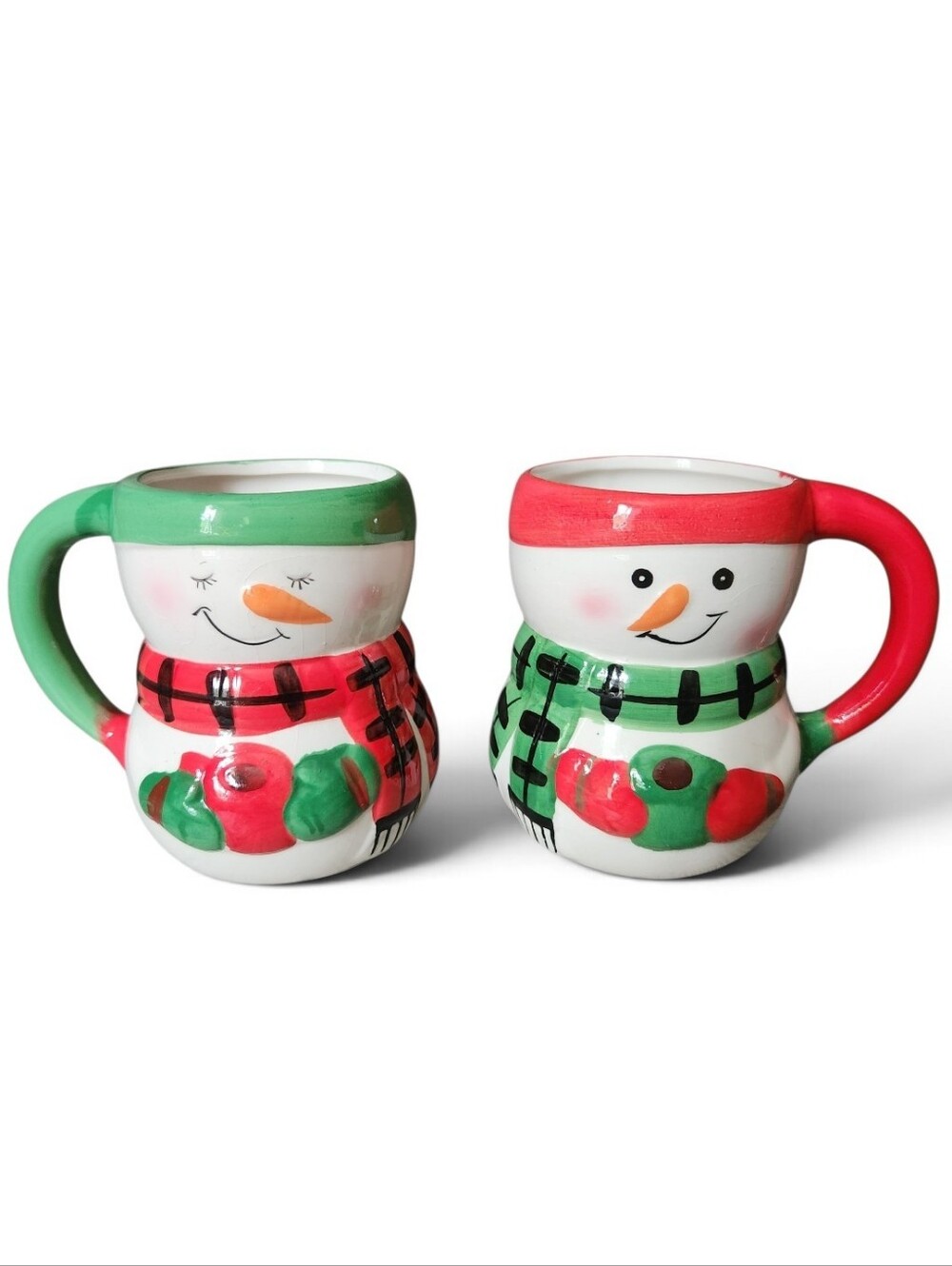 Pair of Ceramic Snowman Hot Cocoa Mugs